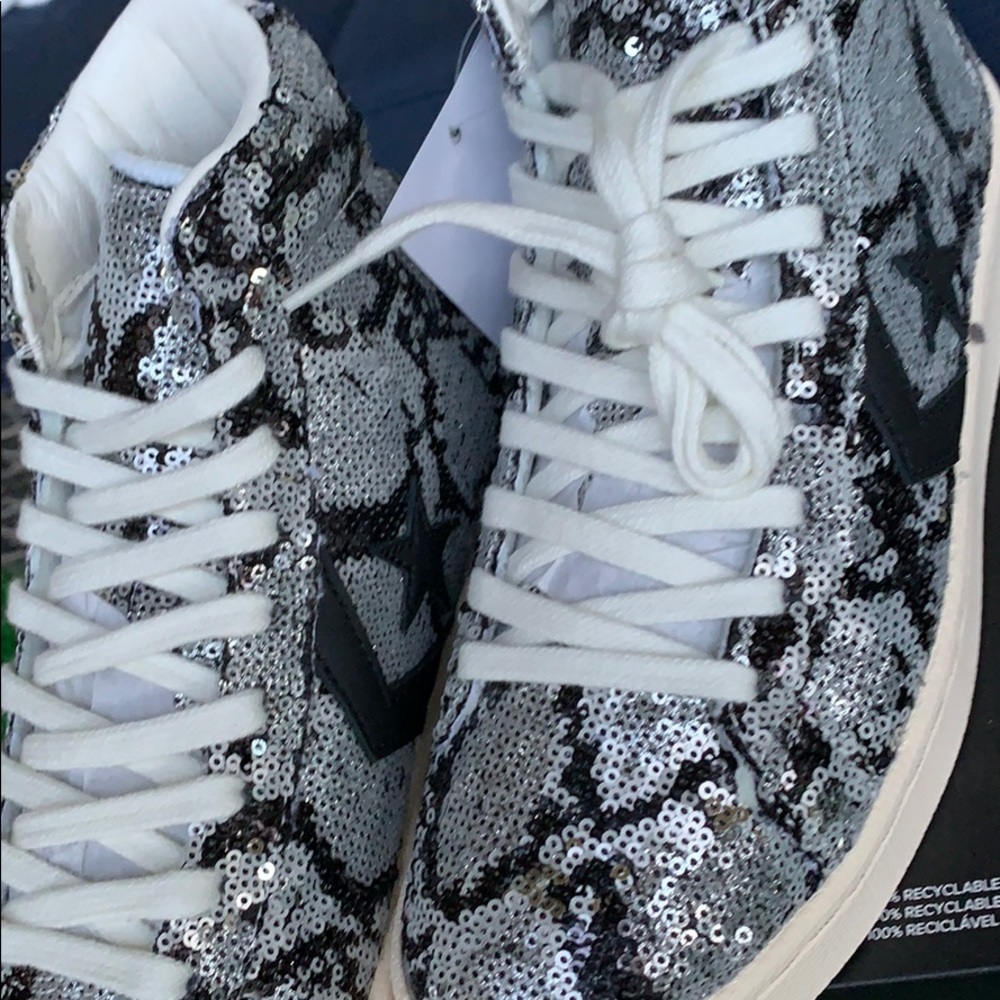 Converse PRO Leather mid silver/vintage wht/blk WM - Picture 9 of 16
